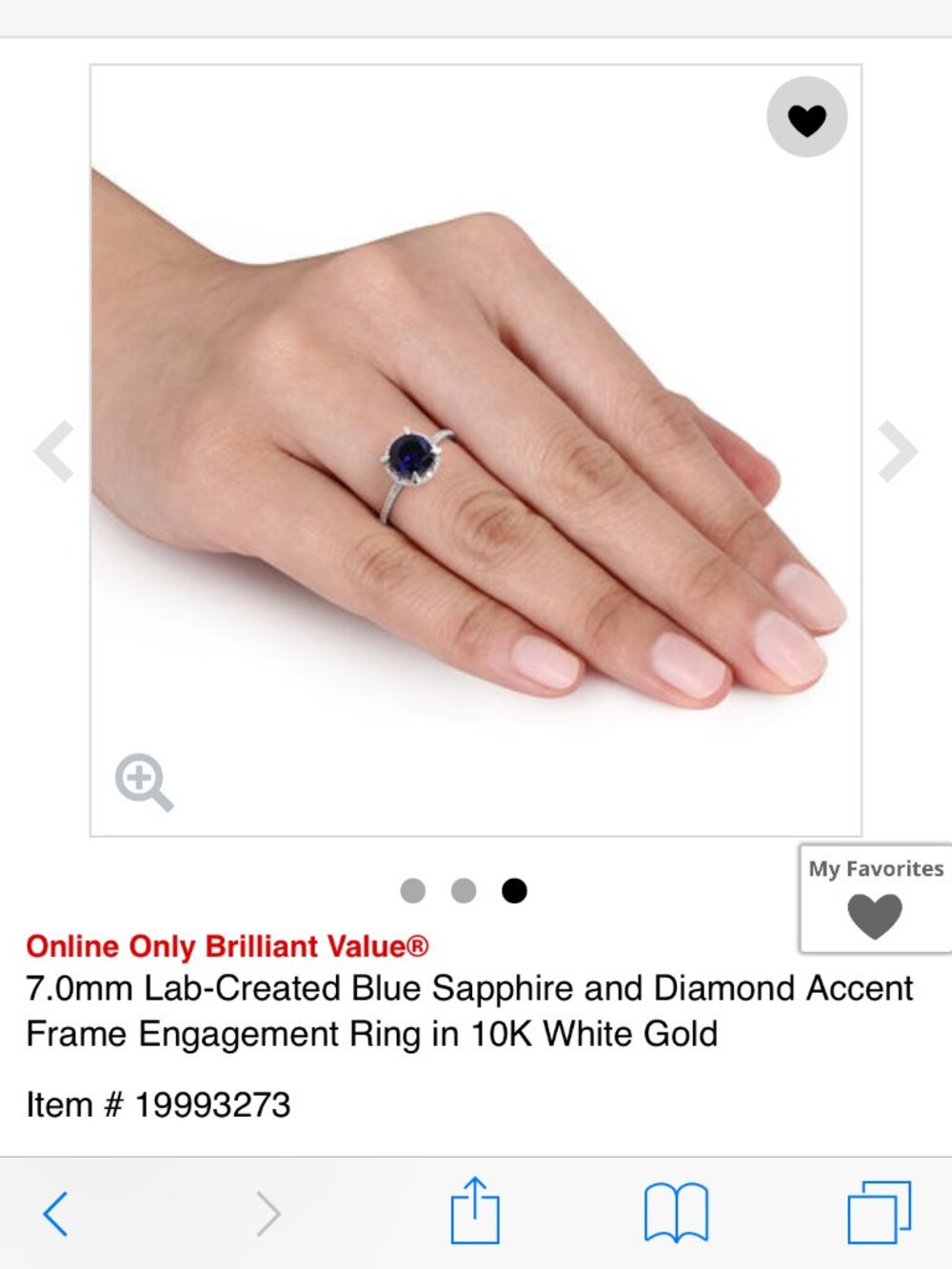 10K White Gold and lab-created Sapphire Ring with Diamond Chips- Approx size 9 - Picture 8 of 8
